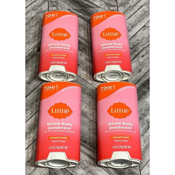 4 Lume Whole Body Deodorant 72Hr 2.6 Oz Peony Rose Scent Smooth Solid